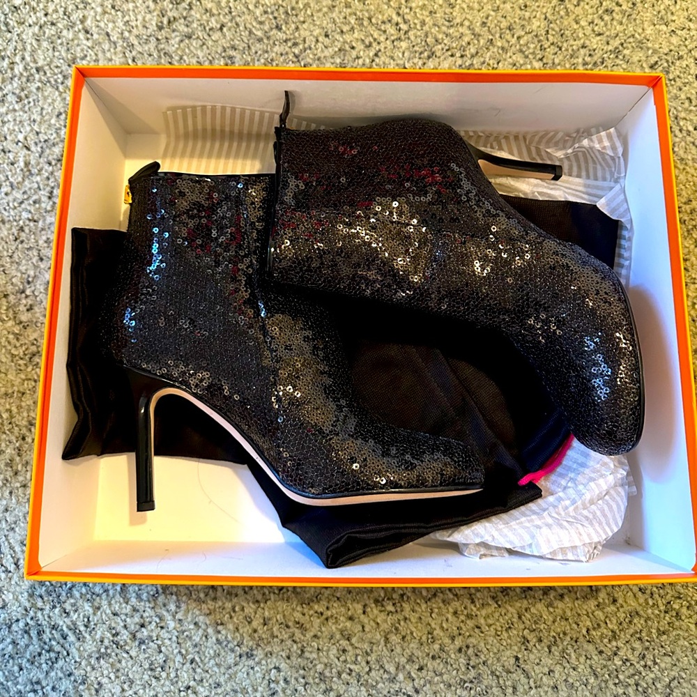 Kate Spade Black Sequin Booties, US 8.5
